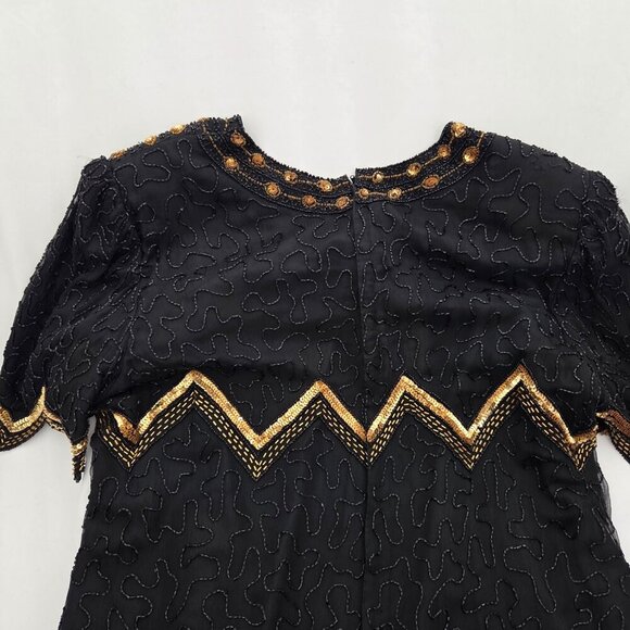 Vintage dazzling, 80's Hand-beaded masterpiece by Laurence Kazar New York! 2X - Picture 6 of 11